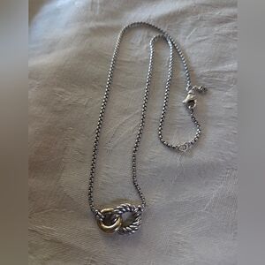 David Yurman Belmont Double Curb Link Necklace, Sterling Silver and 18k Gold